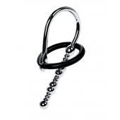 Серебристый уретральный плаг-бусины TOYFA Metal с мягким фиксириющим кольцом - ToyFa - купить с доставкой в Шахтах