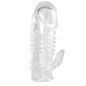 Прозрачная гелевая насадка с шипами и клиторальным отростком - 13 см. - Toyfa Basic - в Шахтах купить с доставкой