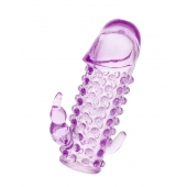 Закрытая фиолетовая насадка с 2 отростками - 13 см. - Toyfa Basic - в Шахтах купить с доставкой