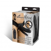 Полый страпон с двумя отростками и вибрацией Unisex Vibrating Hollow Strap-On Double Penetrating Dildo - 17,8 см. - Lux Fetish - купить с доставкой в Шахтах