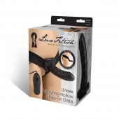 Чёрный полый страпон с вибрацией Unisex Vibrating Hollow Strap-On - 14 см. - Lux Fetish - купить с доставкой в Шахтах