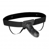 Чёрный полый страпон с вибрацией Unisex Vibrating Hollow Strap-On - 14 см. - Lux Fetish - купить с доставкой в Шахтах