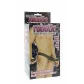 Мужской фаллопротез с вибрацией ROBOTIC MALE STRAP-ON BLACK - 17 см. - Seven Creations - купить с доставкой в Шахтах