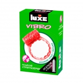 Розовое эрекционное виброкольцо Luxe VIBRO  Поцелуй стриптизёрши  + презерватив - Luxe - в Шахтах купить с доставкой