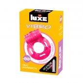 Розовое эрекционное виброкольцо Luxe VIBRO  Ужас Альпиниста  + презерватив - Luxe - в Шахтах купить с доставкой