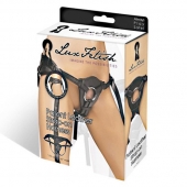 Черные трусики для страпона из патентованной кожи - Lux Fetish - купить с доставкой в Шахтах