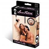 Черные фиксаторы с креплением к двери - Lux Fetish - купить с доставкой в Шахтах