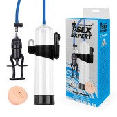 Прозрачная вакуумная вибропомпа Sex Expert с насадкой-вагиной - Sex Expert - в Шахтах купить с доставкой