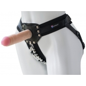 Черный пояс-трусики с насадкой  Гламур Dana  - 15,5 см. - LOVETOY (А-Полимер) - купить с доставкой в Шахтах