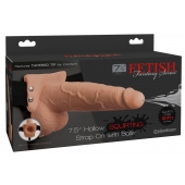 Телесный полый страпон с имитацией эякуляции 7.5  Hollow Squirting Strap-On with Balls Flesh - 21,6 см. - Pipedream - купить с доставкой в Шахтах