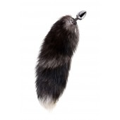 Серебристая металлическая анальная втулка с хвостом чернобурой лисы - размер S - ToyFa - купить с доставкой в Шахтах