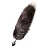 Серебристая металлическая анальная втулка с хвостом чернобурой лисы - размер S - ToyFa - купить с доставкой в Шахтах