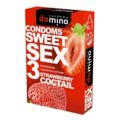 Презервативы для орального секса DOMINO Sweet Sex с ароматом клубничного коктейля  - 3 шт. - Domino - купить с доставкой в Шахтах