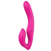 Ярко-розовый безремневой страпон REMOTE DOUBLE DIPPER - 22 см. - Dream Toys - купить с доставкой в Шахтах