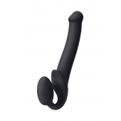 Черный безремневой страпон Silicone Bendable Strap-On M - Strap-on-me - купить с доставкой в Шахтах