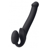Черный безремневой страпон Silicone Bendable Strap-On M - Strap-on-me - купить с доставкой в Шахтах