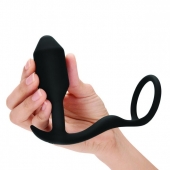 Черное эрекционное кольцо с анальным плагом Snug   Tug - b-Vibe - в Шахтах купить с доставкой