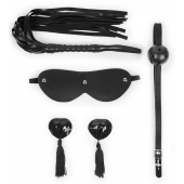 Эротический набор в черном цвете: маска, кляп, пэстисы, плётка - Notabu - купить с доставкой в Шахтах