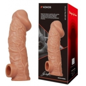 Телесная насадка на фаллос с отверстием для мошонки EXTREME SLEEVE - 17,6 см. - KOKOS - в Шахтах купить с доставкой