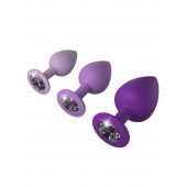 Набор из 3 фиолетовых анальных пробок со стразами Little Gems Trainer Set - Pipedream - купить с доставкой в Шахтах