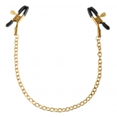 Чёрные с золотом зажимы на соски Gold Chain Nipple Clamps - Pipedream - купить с доставкой в Шахтах