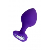 Фиолетовая анальная втулка Diamond Heart с прозрачным кристаллом - 8 см. - ToyFa - купить с доставкой в Шахтах