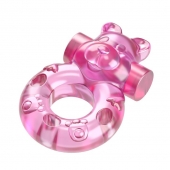 Розовое эрекционное виброкольцо на пенис Pink Bear - Baile - в Шахтах купить с доставкой