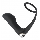 Черное эрекционное кольцо с анальной вибропробкой Vibrating Ring   Plug - Orion - в Шахтах купить с доставкой