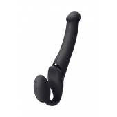 Черный безремневой вибрострапон Silicone Bendable Strap-On M - Strap-on-me - купить с доставкой в Шахтах
