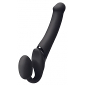 Черный безремневой вибрострапон Silicone Bendable Strap-On M - Strap-on-me - купить с доставкой в Шахтах