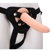 Телесный страпон на черных трусиках STRAP ON REAL DILDO - 20 см. - Dream Toys - купить с доставкой в Шахтах
