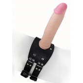 Черный узкий пояс на бедро с телесной насадкой - LOVETOY (А-Полимер) - купить с доставкой в Шахтах