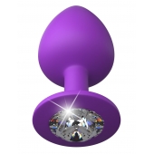 Фиолетовая анальная пробка со стразом Her Little Gem Large Plug - 9,5 см. - Pipedream - купить с доставкой в Шахтах