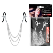 Оригинальные зажимы на соски с тройной цепочкой - Notabu - купить с доставкой в Шахтах