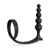 Черная анальная цепочка с эрекционным кольцом Ass-gasm Cockring Anal Beads - Pipedream - в Шахтах купить с доставкой