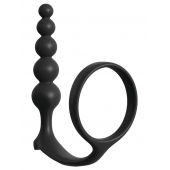 Черная анальная цепочка с эрекционным кольцом Ass-gasm Cockring Anal Beads - Pipedream - в Шахтах купить с доставкой