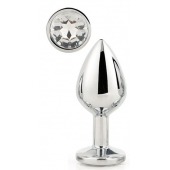Серебристая анальная втулка с прозрачным кристаллом - 7,1 см. - Dream Toys - купить с доставкой в Шахтах