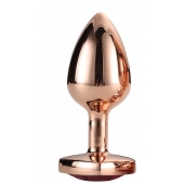 Золотистая анальная втулка с кристаллом-сердечком розового цвета - 7,1 см. - Dream Toys - купить с доставкой в Шахтах