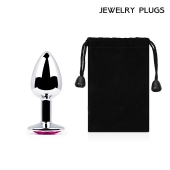 Серебристая анальная пробка с малиновым кристаллом - 7,2 см. - Anal Jewelry Plug - купить с доставкой в Шахтах