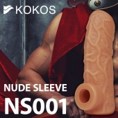 Телесная открытая насадка-реалистик с подхватом мошонки Nude Sleeve L - 14 см. - KOKOS - в Шахтах купить с доставкой