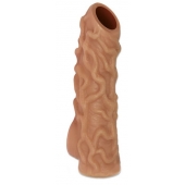 Телесная насадка с венками и открытой головкой Nude Sleeve L - 14 см. - KOKOS - в Шахтах купить с доставкой