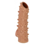 Телесная насадка с шипами и открытой головкой Nude Sleeve L - 14 см. - KOKOS - в Шахтах купить с доставкой