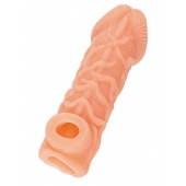 Телесная закрытая насадка с венками Cock Sleeve Size S - 13,8 см. - KOKOS - в Шахтах купить с доставкой