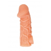 Телесная закрытая насадка с венками Cock Sleeve Size L - 17,6 см. - KOKOS - в Шахтах купить с доставкой