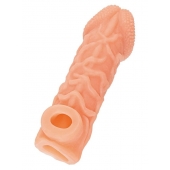 Телесная закрытая насадка с венками Cock Sleeve Size L - 17,6 см. - KOKOS - в Шахтах купить с доставкой