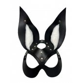 Черная маска зайки с белым мехом на ушках Miss Bunny - БДСМ Арсенал - купить с доставкой в Шахтах