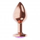 Пробка цвета розового золота с фиолетовым кристаллом Diamond Amethyst Shine S - 7,2 см. - Lola Games - купить с доставкой в Шахтах