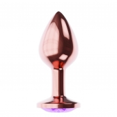 Пробка цвета розового золота с фиолетовым кристаллом Diamond Amethyst Shine L - 8,3 см. - Lola Games - купить с доставкой в Шахтах