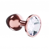 Пробка цвета розового золота с прозрачным кристаллом Diamond Moonstone Shine L - 8,3 см. - Lola Games - купить с доставкой в Шахтах