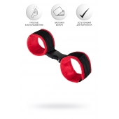 Красно-черные велюровые наручники Anonymo - ToyFa - купить с доставкой в Шахтах